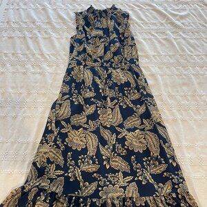 Navy & Mustard Yellow / Gold Dress - Women's Size 2